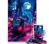 Puzzle difficile Neon City Train per adulti, 1000 pezzi, gioco di logica, divertimento rilassante, opera d'arte ben definita (38x52cm)