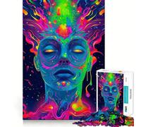 Puzzle difficile Neon Cosmic Face per adulti, 1000 pezzi, gioco di logica, divertimento rilassante, opera d'arte ben definita (38x26cm)