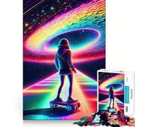 Puzzle difficile Neon Cosmic Skater per adulti, 1000 pezzi, gioco di logica, divertimento rilassante, opera d'arte ben definita (38x26cm)