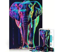 Puzzle difficile Neon Glitch Elephant per adulti, 1000 pezzi, stimolante per la mente, divertente, con bordi precisi, idea regalo (38x52cm)