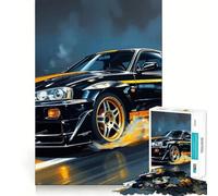 Puzzle difficile Nissan Skyline GT-R R Drift per adulti, 1000 pezzi, memory foam, facile da assemblare, immagine rilassante, regalo artistico (38x26cm)