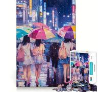 Puzzle difficile "Notte piovosa a Tokyo" per adulti, 1000 pezzi, migliora la memoria, rilassa la mente, bordi netti, elegante regalo (38x52cm)