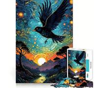Puzzle difficile "Notte stellata con uccelli" per adulti, 1000 pezzi, gioco intelligente, divertimento casual, taglio preciso, regalo artistico 50x75cm