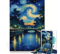 Puzzle difficile "Notte stellata" per adulti, 1000 pezzi, stimola la memoria, calma e favorisce la fuga, bordi stretti, regalo speciale 38x52cm