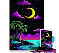 Puzzle difficile "Notte tropicale al neon" per adulti, 1000 pezzi, stimolante per la mente, divertente e creativo (50x75cm)