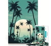Puzzle difficile "Oasi di palme" per adulti, 1000 pezzi, memory foam, facile da assemblare, immagine rilassante, regalo artistico (38x26cm)
