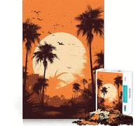 Puzzle difficile "Oasi di palme" per adulti, 1000 pezzi, memory foam, facile da assemblare, immagine rilassante, regalo artistico (38x26cm)