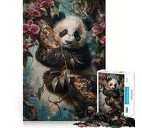 Puzzle difficile "Panda in fiore" per adulti, 1000 pezzi, stimola la memoria, gioco rilassante, taglio di alta qualità, regalo perfetto (38x52cm)