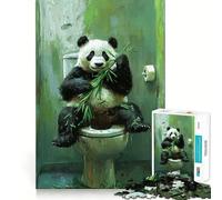 Puzzle difficile "Panda sul WC" per adulti, 1000 pezzi, gioco di logica stimolante, ideale per momenti di condivisione, bordi trasparenti, regalo perfetto (50x75cm)