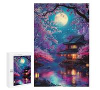 Puzzle Difficile Per Adulti 1000 PCS Cherry Blossom Moonlit Zen Retreat Puzzle Per Adolescenti Ma Divertenti E Umoristici, Impegnativi Da Completare, Regali Antistress 1000 PCS