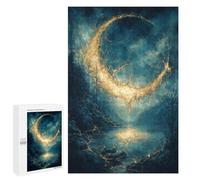 Puzzle Difficile Per Adulti 1000 PCS Golden Crescent Moon Over Lake Kintsugi Fantasy Art Puzzle Per Adulti Gioco Rompicapo Regalo Di Compleanno Regalo Di Compleanno, Regali, 1000 PCS