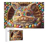 Puzzle Difficile Per Adulti 1000 PCS Happy Easter Basket with Bunny Puzzle Per Adulti Giochi Divertenti Decorazione Per La Casa Sfida Educativa 1000 PCS