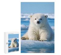 Puzzle Difficile Per Adulti 1000 PCS Polar Bear Cub on Ice Floe Puzzle Per Adulti Giochi Divertenti Decorazione Per La Casa Sfida Educativa 1000 PCS