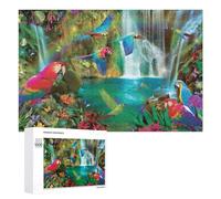 Puzzle Difficile Per Adulti 1000 PCS Rainforest Paradise with Parrots And Waterfalls Puzzle Per Adulti Giochi Divertenti Decorazione Per La Casa Sfida Educativa 1000 PCS