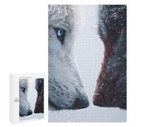 Puzzle Difficile Per Adulti 1000 PCS Wolf Snow Confrontation Duality White Vs Black Wildlife Rivalry Puzzle Per Adulti Giochi Divertenti Decorazione Per La Casa Sfida Educativa 1000 PCS