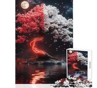 Puzzle difficile per adulti 1000 pezzi albero di ciliegio rosso e bianco giocattolo decorazione da parete regalo di compleanno per gioco educativo ogni pezzo è unico - dimensioni 50x75cm