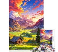 Puzzle difficile per adulti 1000 pezzi,baita in montagna al tramonto,decorazioni per la casa,giocattoli,idee regalo per giochi educativi Ogni pezzo è unico - dimensioni 50x75cm