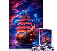 Puzzle difficile per adulti 1000 pezzi Barca a vela Tramonto Dipinto Decorazione per la casa Giocattoli Regalo divertente Gioco per famiglie Ogni pezzo è unico - Dimensioni 38x52cm