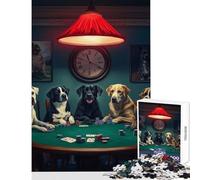 Puzzle difficile per adulti 1000 pezzi Cani divertenti che giocano a poker Giocattolo educativo Opera d'arte Regalo per gioco educativo Ogni pezzo è unico - Dimensioni 38x26cm
