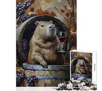 Puzzle difficile per adulti 1000 pezzi Capibara intenditore di vino giocattoli antistress regali di Babbo Natale segreto giochi per famiglie sfida educativa dimensioni 50x75cm
