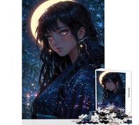 Puzzle difficile per adulti 1000 pezzi Corvo al chiaro di luna︰ Misticismo orientale Giocattolo Decorazione da parete Opera d'arte Regalo Gioco pratico Collezione di artisti Belle arti 50x75cm