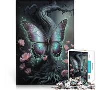 Puzzle difficile per adulti 1000 pezzi Farfalle e fiori Fatto di legno，per età pari o superiore a 14 anni Rompicapo regalo di compleanno。misurare：50x75cm/19.68x29.52pollice