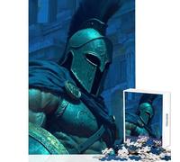 Puzzle difficile per adulti 1000 pezzi Guerriero spartano in luce blu Giocattolo educativo Opera d'arte Regalo per gioco educativo Ogni pezzo è unico - Dimensioni 38x52cm