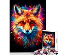 Puzzle difficile per adulti 1000 pezzi Incredibile giocattolo artistico a forma di volpe decorazione da parete ottimo regalo gioco pratico ogni pezzo è unico - Dimensioni 38x26cm