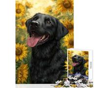 Puzzle difficile per adulti 1000 pezzi Labrador nero in un campo di girasoli dipinto fai da te giocattoli regalo compleanno gioco pratico collezione di artisti belle arti dimensioni 50x75cm