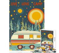 Puzzle difficile per adulti 1000 pezzi Live Love Camp Retro Camper Poster Giocattoli antistress Regalo divertente Giochi educativi Sfida educativa Dimensioni 38x52cm