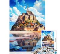 Puzzle difficile per adulti 1000 pezzi Mont Saint Michel Art Toy Decorazione da parete Opera d'arte Regalo Gioco pratico Collezione di artisti Belle arti Dimensioni 38x26cm
