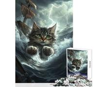 Puzzle difficile per adulti 1000 pezzi mostro gatto nel mare giocattolo decorazione da parete opera d'arte regalo gioco pratico collezione di artisti belle arti dimensioni 50x75cm