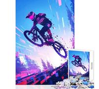 Puzzle difficile per adulti 1000 pezzi Mountain Biker Action Giocattolo educativo Ottimo regalo per giochi Giochi educativi Collezione di artisti Belle arti Dimensioni 38x52cm