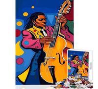 Puzzle difficile per adulti 1000 pezzi Musicista jazz con contrabbasso Giocattolo Decorazione da parete Opera d'arte Regalo Gioco pratico Collezione di artisti Belle arti Dimensioni 38x52cm