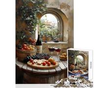 Puzzle difficile per adulti 1000 pezzi Natura morta con vino e uva Decorazione per la casa Giocattoli Regalo divertente Gioco per famiglie Ogni pezzo è unico - Dimensioni 38x26cm