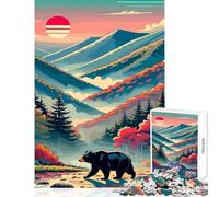 Puzzle difficile per adulti 1000 pezzi Orso nero in una valle di montagna Decorazione per la casa Giocattoli Regali per donne Uomini Giochi rilassanti Difficile da completare Dimensioni 38x26cm