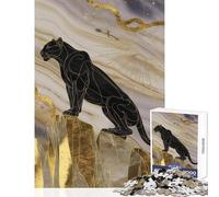 Puzzle difficile per adulti 1000 pezzi Pantera nera sulla cima della montagna dorata Decorazione per la casa Giocattoli Regali per donne Uomini Giochi rilassanti Difficile da completare 50x75cm