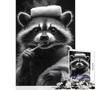 Puzzle difficile per adulti 1000 pezzi Procione che si lava i denti Giocattolo Decorazione da parete Opera d'arte Regalo Gioco pratico Collezione di artisti Belle arti Dimensioni 38x52cm