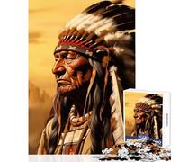 Puzzle difficile per adulti 1000 pezzi Ritratto di un capo nativo americano Giocattolo Decorazione da parete Regalo di compleanno per gioco educativo Ogni pezzo è unico - Dimensioni 50x75cm