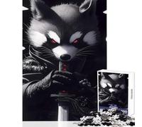 Puzzle difficile per adulti 1000 pezzi Rocket Raccoon Samurai Animal Giocattolo educativo Opera d'arte Regalo per gioco educativo Ogni pezzo è unico - Dimensioni 38x26cm