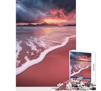 Puzzle difficile per adulti 1000 pezzi rosa tramonto spiaggia decorazione per la casa giocattoli idee regalo per gioco educativo ogni pezzo è unico - dimensioni 38x52cm