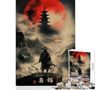 Puzzle difficile per adulti 1000 pezzi Samurai Solitude Red Moon Giocattolo Decorazione da parete Regalo di compleanno per gioco educativo Ogni pezzo è unico - Dimensioni 38x26cm