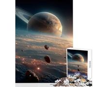 Puzzle difficile per adulti 1000 pezzi Saturno e asteroidi nello spazio Decorazione per la casa Giocattoli Regali per donne Uomini Giochi rilassanti Difficile da completare Dimensioni 50x75cm