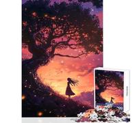 Puzzle difficile per adulti 1000 pezzi Silhouette sotto un albero magico Decorazione per la casa Giocattoli Regalo divertente Gioco per famiglie Ogni pezzo è unico - Dimensioni 38x26cm