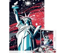 Puzzle difficile per adulti 1000 pezzi Statua della Libertà con fuochi d'artificio Decorazione per la casa Giocattoli Regalo divertente Gioco per famiglie Ogni pezzo è unico - Dimensioni 50x75cm