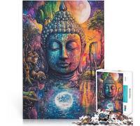 Puzzle difficile per adulti 1000 pezzi Statua di Buddha colorata Fatto di legno per età pari o superiore a 14 anni Antistress Sfida difficile Regalo per i compleanni misurare：50x75cm