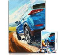Puzzle difficile per adulti 1000 pezzi SUV blu su strada tortuosa Rilassante momento di tranquillità Divertimento Rigorosa precisione Giocattolo da gioco standard Dimensioni 50x75cm