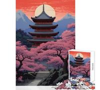 Puzzle difficile per adulti 1000 pezzi Tempio dipinto giapponese Giocattoli antistress Regali di Babbo Natale segreto Giochi per famiglie Sfida educativa Dimensioni 38x26cm
