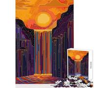Puzzle difficile per adulti 1000 pezzi Tramonto Foresta Cascata Giocattolo Decorazione da parete Regalo di compleanno per gioco educativo Ogni pezzo è unico - Dimensioni 38x26cm