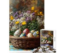 Puzzle difficile per adulti 1000 pezzi Uova di Pasqua in un cestino Fai da te Giocattoli Regalo Compleanno Gioco pratico Collezione di artisti Belle arti Dimensioni 38x26cm
